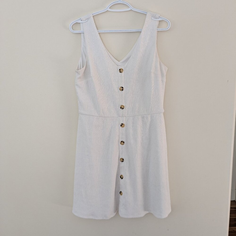 White dress with buttons